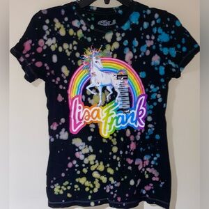 Lisa Frank Splatter Unicorn T-Shirt Lisa Frank tee top neon rainbow black tee